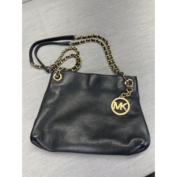 Michael Kors Jet Set Medium Black Pebbled Leather Crossbody Bag - Picture 5 of 11